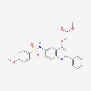 molecular formula C25H22N2O6S B2671715 甲基2-((6-(4-甲氧基苯磺酰氨基)-2-苯基喹啉-4-基氧基)乙酸酯) CAS No. 1184986-71-7