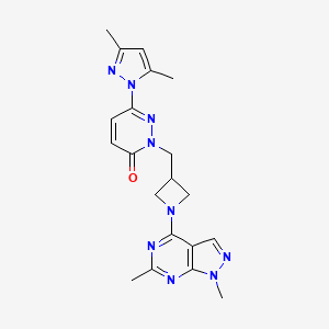 molecular formula C20H23N9O B2671800 6-(3,5-dimethyl-1H-pyrazol-1-yl)-2-[(1-{1,6-dimethyl-1H-pyrazolo[3,4-d]pyrimidin-4-yl}azetidin-3-yl)methyl]-2,3-dihydropyridazin-3-one CAS No. 2192745-08-5