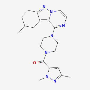 molecular formula C21H27N7O B2671811 1-(1,3-dimethyl-1H-pyrazole-5-carbonyl)-4-{9-methyl-7H,8H,9H,10H-pyrazino[1,2-b]indazol-1-yl}piperazine CAS No. 2097921-57-6
