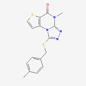 molecular formula C16H14N4OS2 B2671815 4-methyl-1-((4-methylbenzyl)thio)thieno[2,3-e][1,2,4]triazolo[4,3-a]pyrimidin-5(4H)-one CAS No. 1185020-82-9