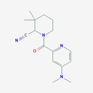 molecular formula C16H22N4O B2671821 1-[4-(Dimethylamino)pyridine-2-carbonyl]-3,3-dimethylpiperidine-2-carbonitrile CAS No. 2128002-32-2