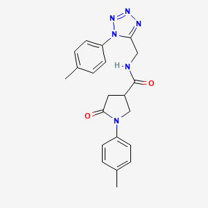 molecular formula C21H22N6O2 B2671844 5-氧代-1-(对甲苯基)-N-((1-(对甲苯基)-1H-四唑-5-基)甲基)吡咯烷-3-甲酰胺 CAS No. 920461-34-3