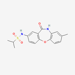 molecular formula C17H18N2O4S B2671852 N-(8-甲基-11-氧代-10,11-二氢二苯并[b,f][1,4]噁二氧杂环-2-基)丙烷-2-磺酰胺 CAS No. 922035-27-6