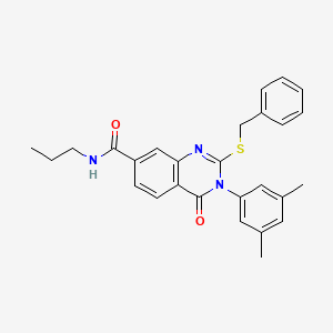 molecular formula C27H27N3O2S B2671859 2-(benzylthio)-3-(3,5-dimethylphenyl)-4-oxo-N-propyl-3,4-dihydroquinazoline-7-carboxamide CAS No. 1115507-18-0