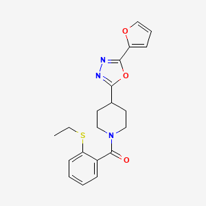 molecular formula C20H21N3O3S B2671860 (2-(Ethylthio)phenyl)(4-(5-(furan-2-yl)-1,3,4-oxadiazol-2-yl)piperidin-1-yl)methanone CAS No. 1211803-67-6