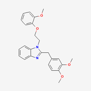 molecular formula C25H26N2O4 B2671867 2-[(3,4-dimethoxyphenyl)methyl]-1-[2-(2-methoxyphenoxy)ethyl]-1H-1,3-benzodiazole CAS No. 876882-64-3