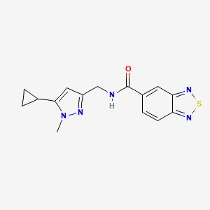 molecular formula C15H15N5OS B2671871 N-((5-cyclopropyl-1-methyl-1H-pyrazol-3-yl)methyl)benzo[c][1,2,5]thiadiazole-5-carboxamide CAS No. 1448052-60-5