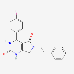 molecular formula C20H18FN3O2 B2671872 4-(4-氟苯基)-6-苯乙基-3,4,6,7-四氢-1H-吡咯并[3,4-d]嘧啶-2,5-二酮 CAS No. 929979-13-5