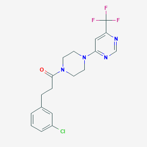 molecular formula C18H18ClF3N4O B2671876 3-(3-Chlorophenyl)-1-(4-(6-(trifluoromethyl)pyrimidin-4-yl)piperazin-1-yl)propan-1-one CAS No. 2034343-09-2