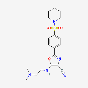 5-((2-(Dimethylamino)ethyl)amino)-2-(4-(piperidin-1-ylsulfonyl)phenyl)oxazole-4-carbonitrile