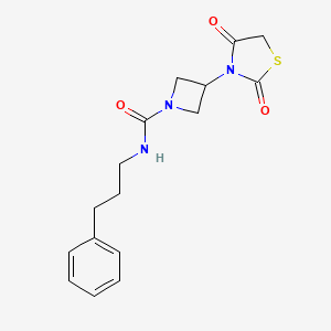 molecular formula C16H19N3O3S B2671890 3-(2,4-二氧代噻唑啉-3-基)-N-(3-苯基丙基)氮杂环戊烷-1-甲酰胺 CAS No. 2034382-20-0
