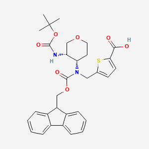 B2671905 5-[[9H-Fluoren-9-ylmethoxycarbonyl-[(3S,4S)-3-[(2-methylpropan-2-yl)oxycarbonylamino]oxan-4-yl]amino]methyl]thiophene-2-carboxylic acid CAS No. 2137143-05-4