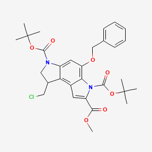 molecular formula C30H35ClN2O7 B2671910 3,6-二-叔丁基-2-甲基-4-(苄氧基)-8-(氯甲基)-7,8-二氢吡咯并[3,2-e]吲哚-2,3,6-三羧酸三酯 CAS No. 539856-46-7