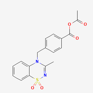 molecular formula C18H16N2O5S B2671917 乙酰 4-[(3-甲基-1,1-二氧杂-4H-1lambda6,2,4-苯并噻二嗪-4-基)甲基]苯甲酸酯 CAS No. 866812-13-7