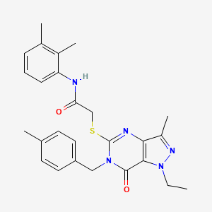 B2671923 N-(2,3-dimethylphenyl)-2-({1-ethyl-3-methyl-6-[(4-methylphenyl)methyl]-7-oxo-1H,6H,7H-pyrazolo[4,3-d]pyrimidin-5-yl}sulfanyl)acetamide CAS No. 1359436-72-8