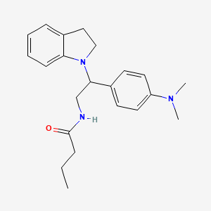 molecular formula C22H29N3O B2671928 N-(2-(4-(二甲胺基)苯基)-2-(吲哚-1-基)乙基)丁酰胺 CAS No. 1005297-59-5