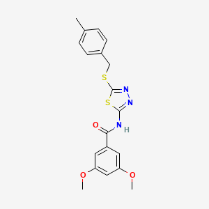 molecular formula C19H19N3O3S2 B2671930 3,5-二甲氧基-N-(5-((4-甲基苯基甲基)硫代)-1,3,4-噻二唑-2-基)苯甲酰胺 CAS No. 868976-51-6