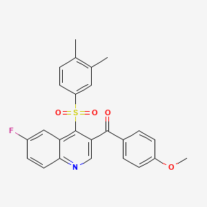 molecular formula C25H20FNO4S B2671931 (4-((3,4-二甲基苯基)磺酰基)-6-氟喹啉-3-基)(4-甲氧基苯基)甲酮 CAS No. 902953-44-0