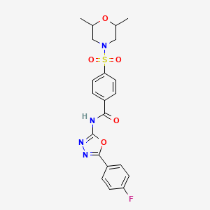 molecular formula C21H21FN4O5S B2671934 4-(2,6-二甲基吗啉-4-基)磺酰基-N-[5-(4-氟苯基)-1,3,4-噁二唑-2-基]苯甲酰胺 CAS No. 533869-56-6