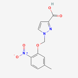molecular formula C12H11N3O5 B2671937 1-[(5-Methyl-2-nitrophenoxy)methyl]-1H-pyrazole-3-carboxylic acid CAS No. 1006436-24-3