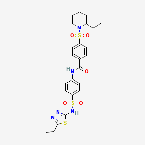 molecular formula C24H29N5O5S3 B2671959 N-(4-(N-(5-ethyl-1,3,4-thiadiazol-2-yl)sulfamoyl)phenyl)-4-((2-ethylpiperidin-1-yl)sulfonyl)benzamide CAS No. 898369-21-6