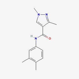 molecular formula C14H17N3O B2671960 N-(3,4-dimethylphenyl)-1,3-dimethyl-1H-pyrazole-4-carboxamide CAS No. 1173030-46-0
