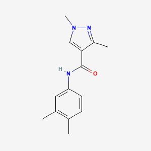 molecular formula C14H17N3O B2671960 N-(3,4-二甲基苯基)-1,3-二甲基-1H-吡唑-4-甲酰胺 CAS No. 1173030-46-0