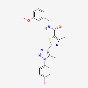 molecular formula C22H20FN5O2S B2671964 2-(1-(4-fluorophenyl)-5-methyl-1H-1,2,3-triazol-4-yl)-N-(3-methoxybenzyl)-4-methylthiazole-5-carboxamide CAS No. 1207058-34-1