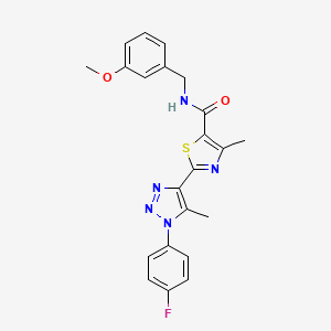 molecular formula C22H20FN5O2S B2671964 2-(1-(4-氟苯基)-5-甲基-1H-1,2,3-三唑-4-基)-N-(3-甲氧基苄基)-4-甲基噻唑-5-甲酰胺 CAS No. 1207058-34-1