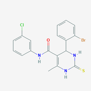 molecular formula C18H15BrClN3OS B2671982 4-(2-溴苯基)-N-(3-氯苯基)-6-甲基-2-硫代-3,4-二氢-1H-嘧啶-5-甲酰胺 CAS No. 438482-67-8
