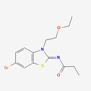 N-[6-bromo-3-(2-ethoxyethyl)-1,3-benzothiazol-2-ylidene]propanamide