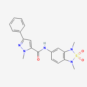 molecular formula C19H19N5O3S B2672009 N-(1,3-二甲基-2,2-二氧代-1,3-二氢苯并[c][1,2,5]噻二唑-5-基)-1-甲基-3-苯基-1H-嘧啶-5-甲酰胺 CAS No. 2034482-84-1