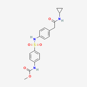 molecular formula C19H21N3O5S B2672014 methyl (4-(N-(4-(2-(cyclopropylamino)-2-oxoethyl)phenyl)sulfamoyl)phenyl)carbamate CAS No. 1448053-96-0