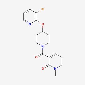 molecular formula C17H18BrN3O3 B2672018 3-(4-((3-bromopyridin-2-yl)oxy)piperidine-1-carbonyl)-1-methylpyridin-2(1H)-one CAS No. 1448135-93-0