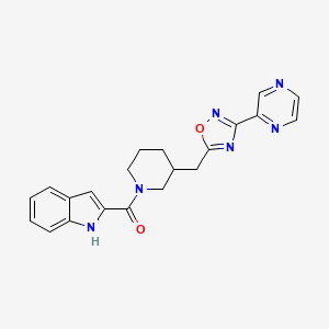 molecular formula C21H20N6O2 B2672022 (1H-indol-2-yl)(3-((3-(pyrazin-2-yl)-1,2,4-oxadiazol-5-yl)methyl)piperidin-1-yl)methanone CAS No. 1705743-40-3