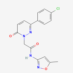 molecular formula C16H13ClN4O3 B2672023 2-(3-(4-氯苯基)-6-氧代吡啶-1(6H)-基)-N-(5-甲基异噁唑-3-基)乙酰胺 CAS No. 899946-55-5