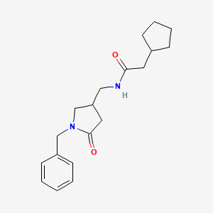 molecular formula C19H26N2O2 B2672027 N-((1-benzyl-5-oxopyrrolidin-3-yl)methyl)-2-cyclopentylacetamide CAS No. 955229-20-6