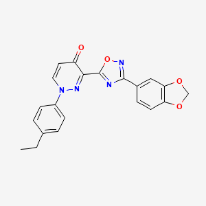 molecular formula C21H16N4O4 B2672029 3-(3-(benzo[d][1,3]dioxol-5-yl)-1,2,4-oxadiazol-5-yl)-1-(4-ethylphenyl)pyridazin-4(1H)-one CAS No. 1251681-25-0