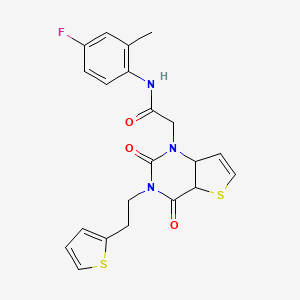 molecular formula C21H18FN3O3S2 B2672033 2-{2,4-dioxo-3-[2-(thiophen-2-yl)ethyl]-1H,2H,3H,4H-thieno[3,2-d]pyrimidin-1-yl}-N-(4-fluoro-2-methylphenyl)acetamide CAS No. 1260985-35-0