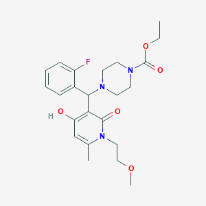 molecular formula C23H30FN3O5 B2672040 乙酸4-((2-氟苯基)(4-羟基-1-(2-甲氧基乙基)-6-甲基-2-氧代-1,2-二氢吡啶-3-基)甲基)哌嗪-1-羧酸乙酯 CAS No. 897735-20-5