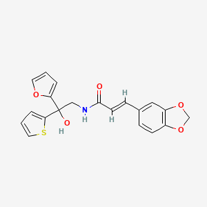 molecular formula C20H17NO5S B2672046 (E)-3-(苯并[d][1,3]二噁英-5-基)-N-(2-(呋喃-2-基)-2-羟基-2-(噻吩-2-基)乙基)丙烯酰胺 CAS No. 1904625-91-7