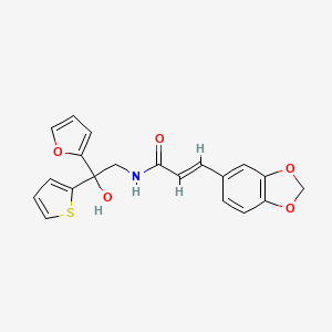 (E)-3-(benzo[d][1,3]dioxol-5-yl)-N-(2-(furan-2-yl)-2-hydroxy-2-(thiophen-2-yl)ethyl)acrylamide