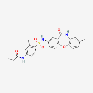 molecular formula C24H23N3O5S B2672058 N-(3-甲基-4-(N-(8-甲基-11-氧代-10,11-二氢二苯并[b,f][1,4]噁唑-2-基)磺酰氨基)苯基)丙酰胺 CAS No. 922093-78-5