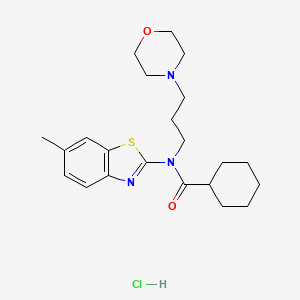 molecular formula C22H32ClN3O2S B2672059 N-(6-methylbenzo[d]thiazol-2-yl)-N-(3-morpholinopropyl)cyclohexanecarboxamide hydrochloride CAS No. 1217007-53-8