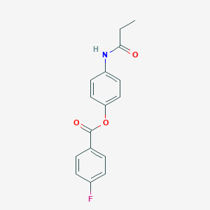 molecular formula C16H14FNO3 B267206 4-(Propanoylamino)phenyl 4-fluorobenzoate 