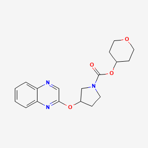 molecular formula C18H21N3O4 B2672061 Oxan-4-yl 3-(quinoxalin-2-yloxy)pyrrolidine-1-carboxylate CAS No. 2097883-46-8
