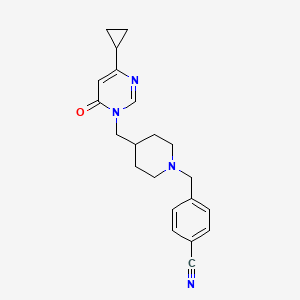 molecular formula C21H24N4O B2672065 4-({4-[(4-Cyclopropyl-6-oxo-1,6-dihydropyrimidin-1-yl)methyl]piperidin-1-yl}methyl)benzonitrile CAS No. 2175978-92-2