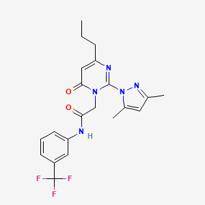 molecular formula C21H22F3N5O2 B2672067 2-(2-(3,5-dimethyl-1H-pyrazol-1-yl)-6-oxo-4-propylpyrimidin-1(6H)-yl)-N-(3-(trifluoromethyl)phenyl)acetamide CAS No. 1019106-56-9