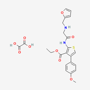 molecular formula C23H24N2O9S B2672068 Ethyl 2-(2-((furan-2-ylmethyl)amino)acetamido)-4-(4-methoxyphenyl)thiophene-3-carboxylate oxalate CAS No. 1051924-49-2