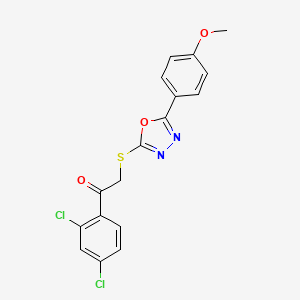 molecular formula C17H12Cl2N2O3S B2672070 1-(2,4-Dichlorophenyl)-2-{[5-(4-methoxyphenyl)-1,3,4-oxadiazol-2-yl]sulfanyl}-1-ethanone CAS No. 477856-68-1